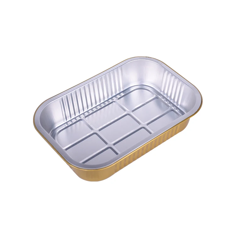 Disposable Aluminium Foil Box House Use Food Container Gold Frying Pan