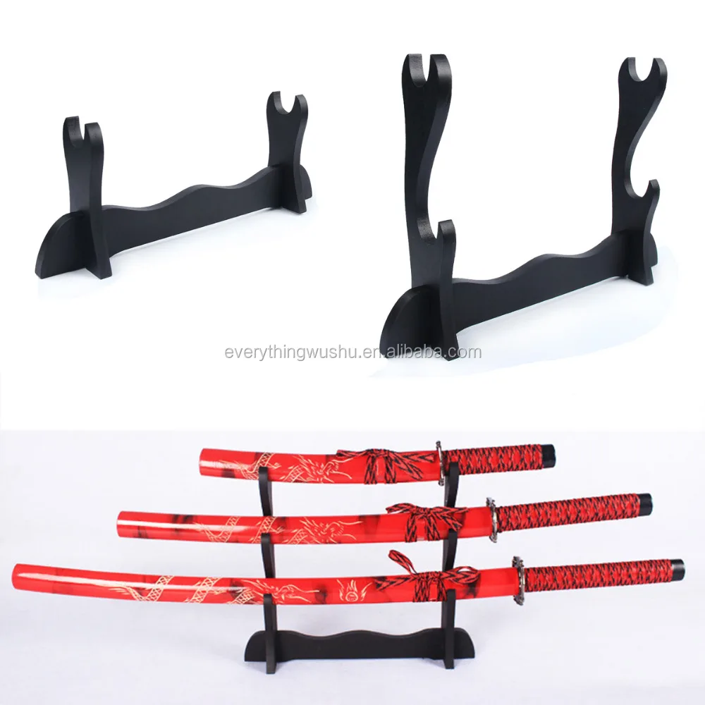 Black Wood Wall Mount Samurai Sword Katana Holder Stand Hanger Bracket Rack Display 1/2/3 Layer 4.9