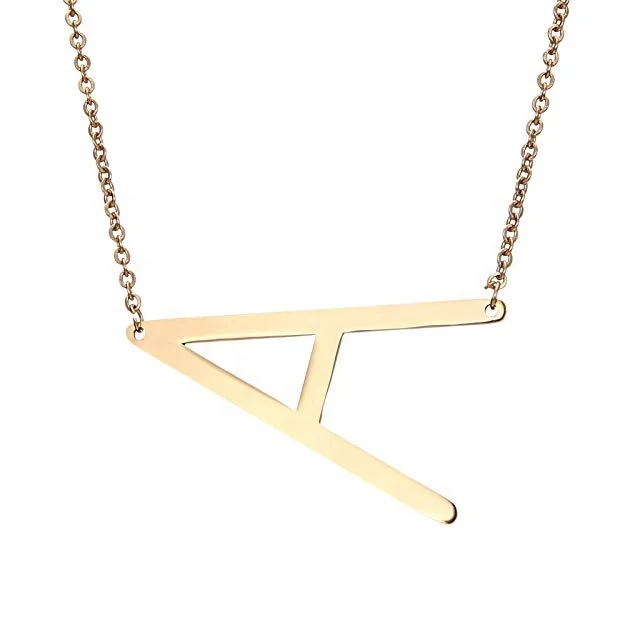 Fashion Gold Big Letter Name Stainless Steel Pendant Necklace for Women