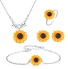 Sunflower Women Daily Dating Hook Party Banquet Leaves Imitation Pearls earring necklace set