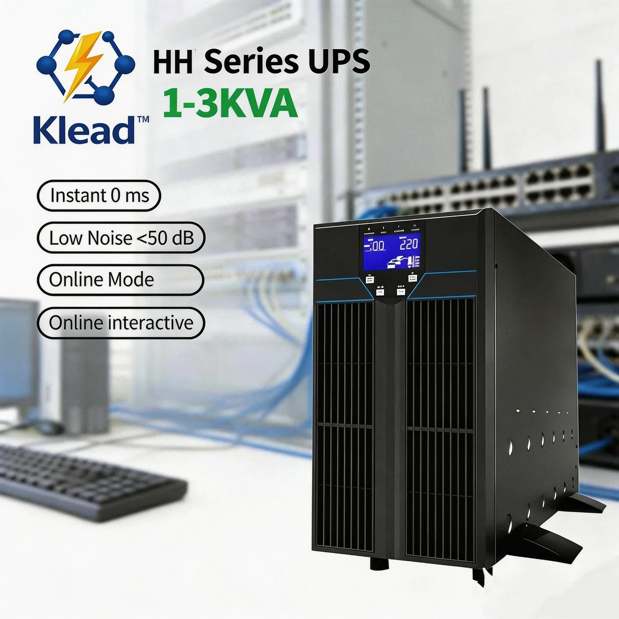 Industrial 3-phase 200V AVR cabinet with forced-air cooling fans and isolation bypass switch