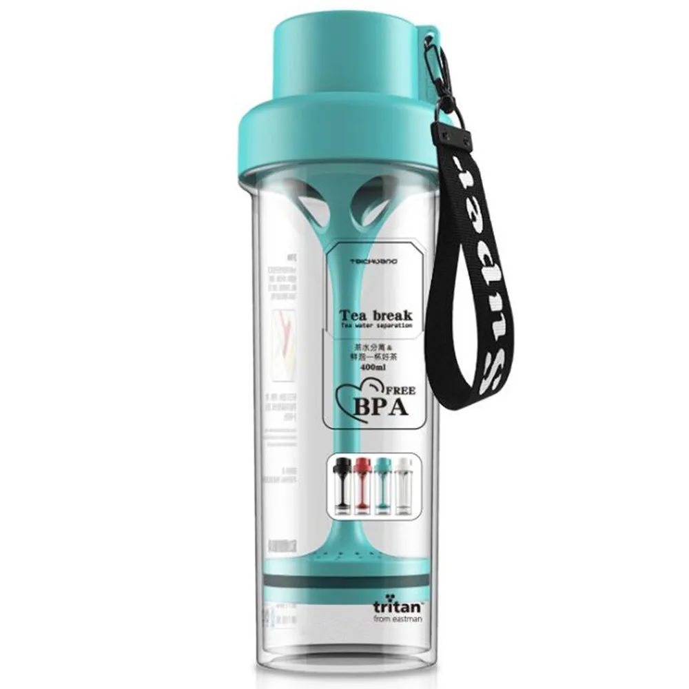 Bpa Free 400ml Shiny Handle Lid Tea Infuser Bottle Double Wall