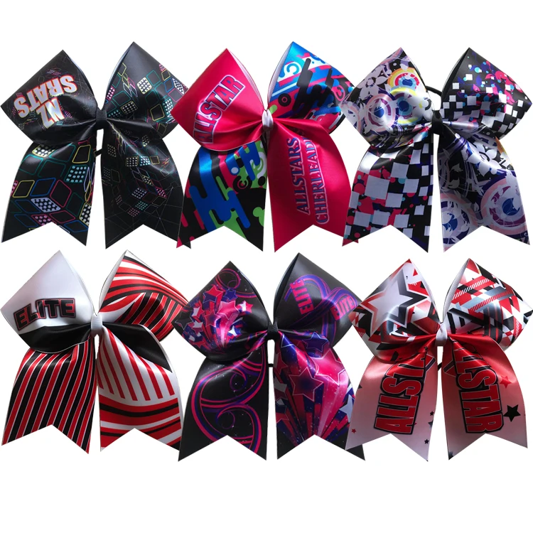 Ribbon Hair Dance Sublimated Rhinestone Bow Wholesale Cheerleading Bows