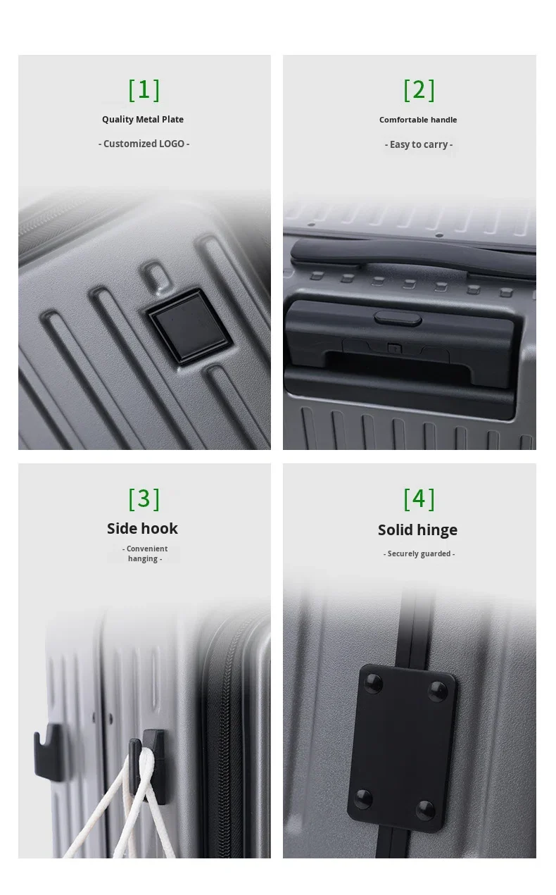 20 Inch Durable ABS+PC Frame Modern Fashionable Suitcase Carry on Luggage TSA Lock Dual Front Opening Silent 360 Degree Wheels manufacture