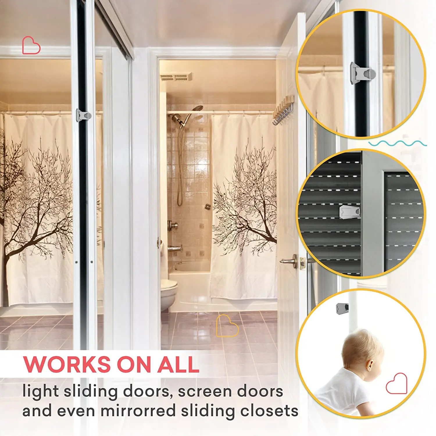 Sliding Door Lock For Child Safety Baby Proof Doors & Closets