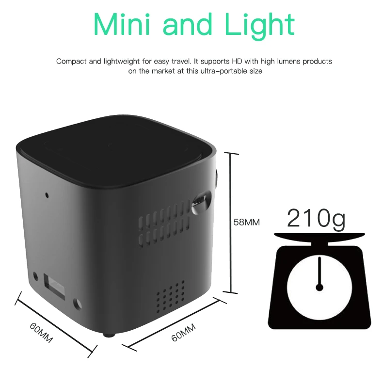 Mini projector 50 Ansi Lumens/ Touch Pad / Android System / Battery & Speaker