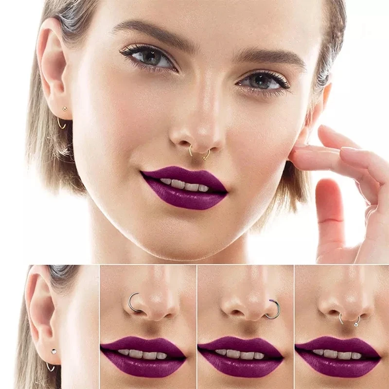 Customizable Nose Ring 316l Stainless Steel Hoop Cc Nose Septum Clip On