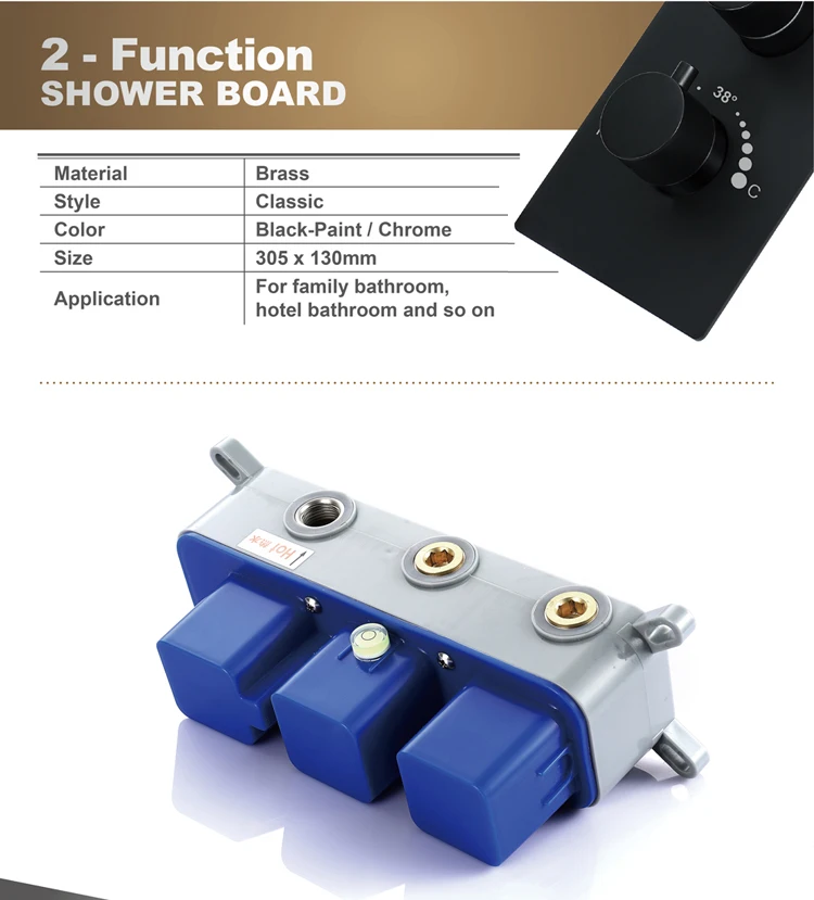 Shower accessories two function rotary button hot and cold water thermostatic control switch brass black valve body