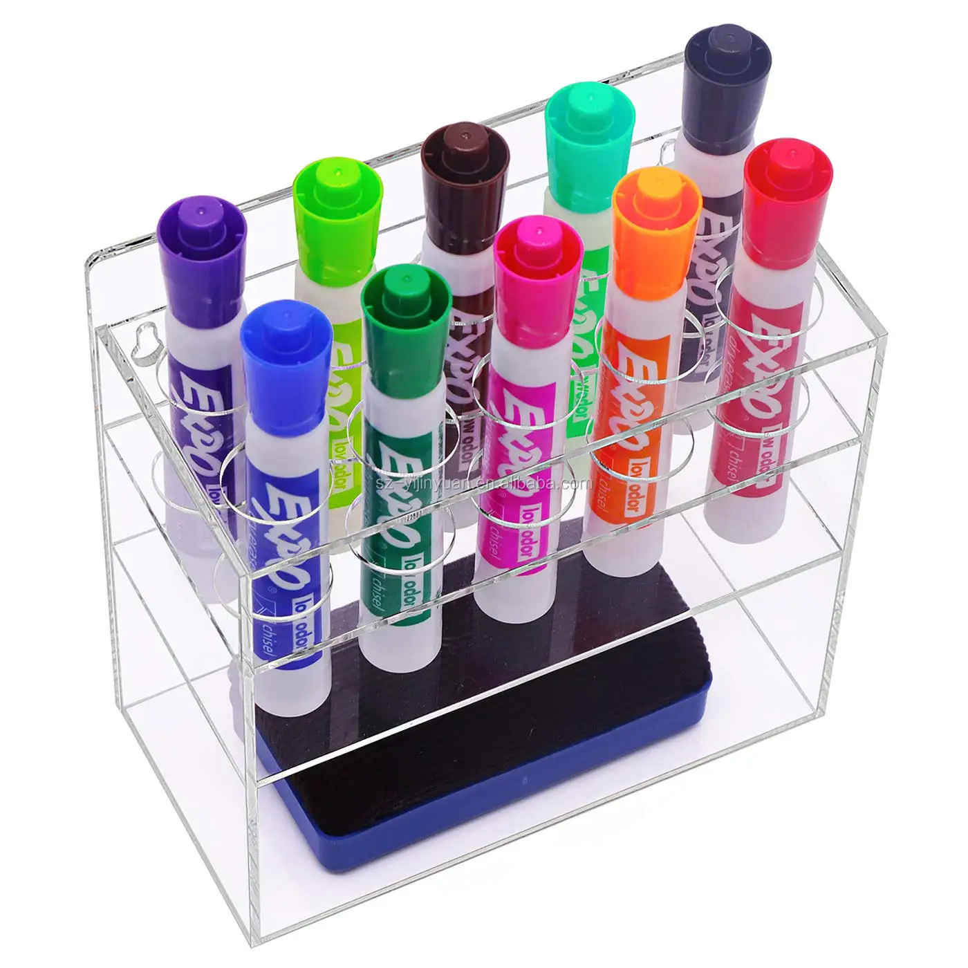 2-tier Acrylic Dry Eraser Marker Holder,10-slot Wall Mounted Whiteboard ...