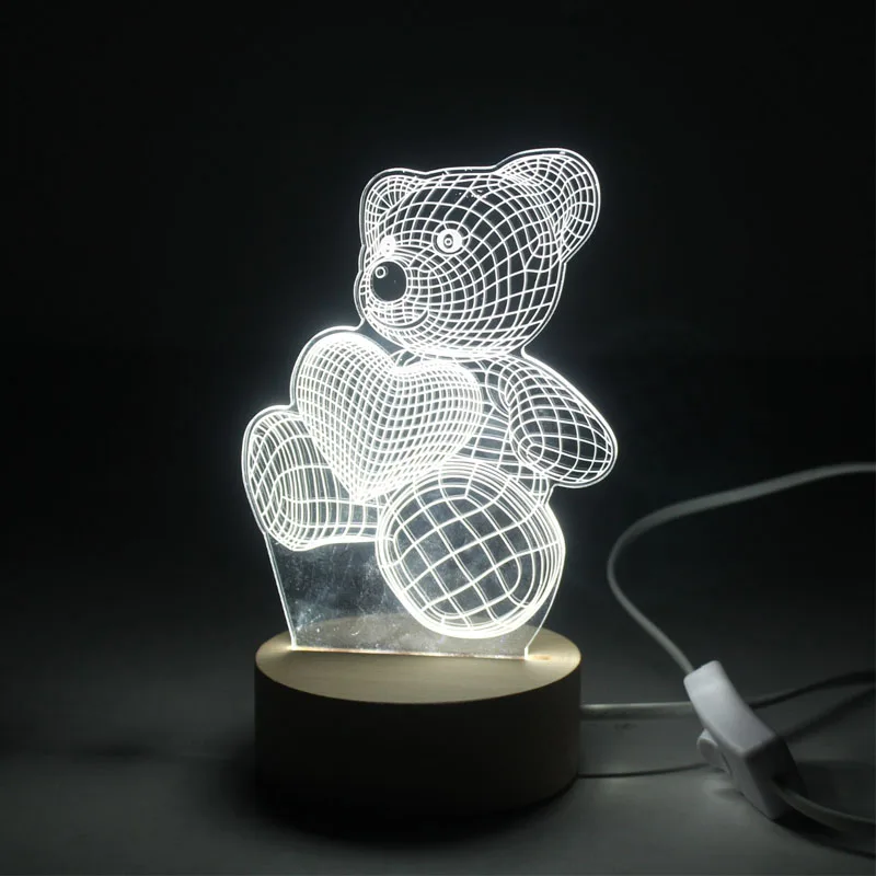 Customized Pattern Bear Lamp 3D Illusion, Holiday Gift, Table Lamp For Home Decoration LED Lamp veilleuse Kids Night Light