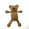 100% Cotton Yarn Crochet big brown bear toy Rattles Baby Stuffed crochet yarn Toys