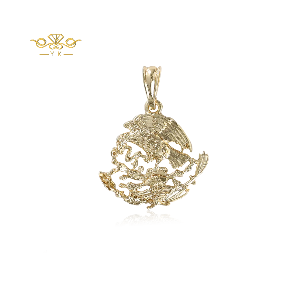 New 14k Yellow Gold Eagle with Shield Pendant