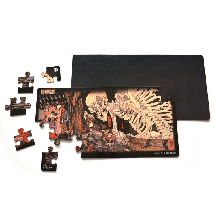 Magnetic Picture Puzzle Jigsaw Skeleton Japanese Traditional Style   Halloween Skull Man Skeleton Japanese Traditional Style 