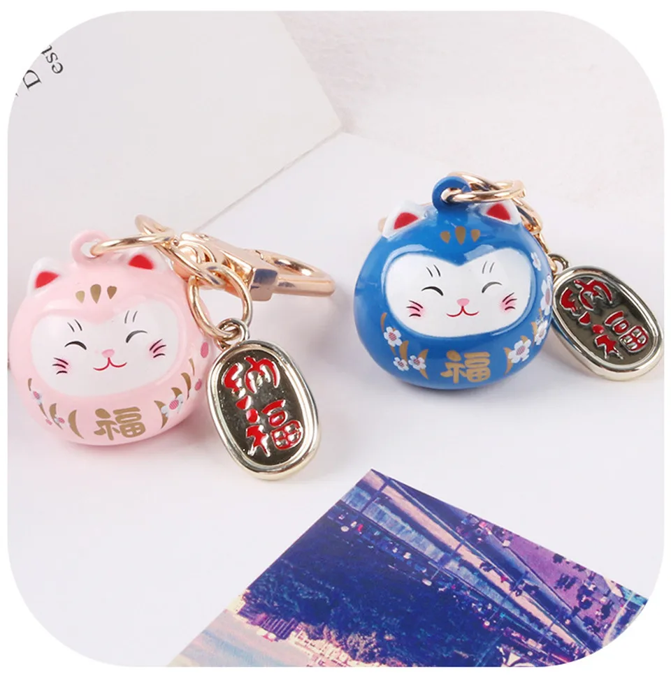 Cartoon Japan Lucky Cat Keychain Maneki Neko Trinkets Car Bag Pendant Key R Y1 