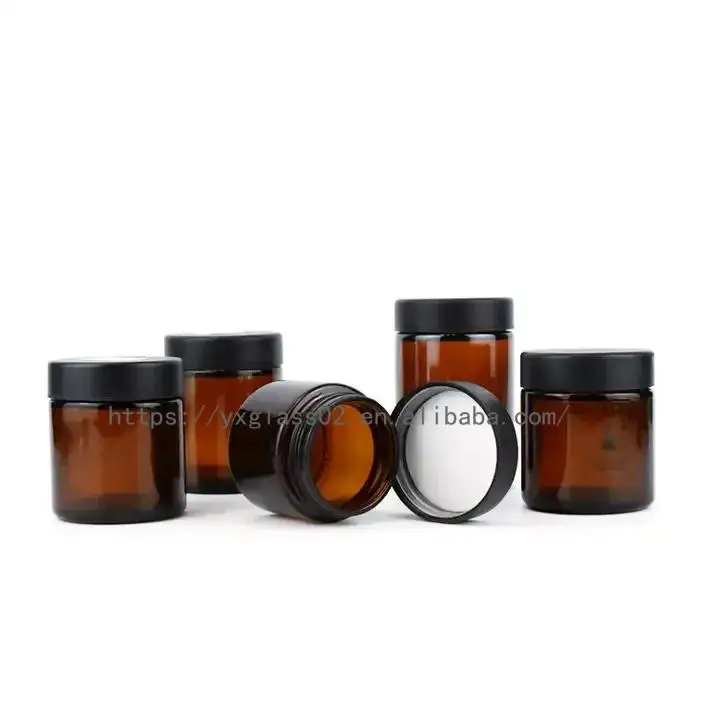 Cosmetic Glass Jars Empty Skincare Square Amber Face Cream Packaging container with Screw lid 15g20g30g50g supplier