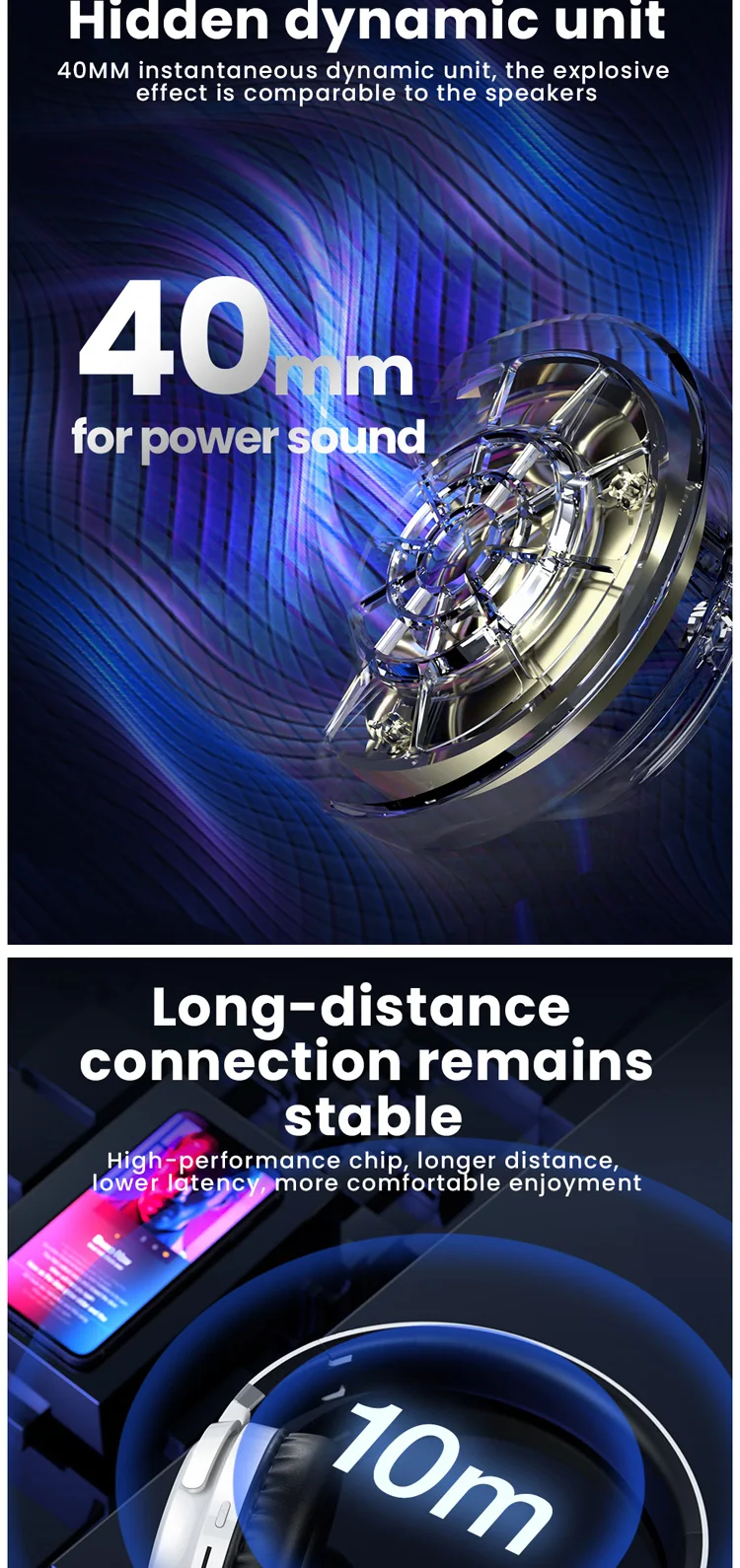 Picun B26 Foldable Headband Built In Microphone Bluetooth Headset LED Light Glowing Headphone - ANKUX.COM
