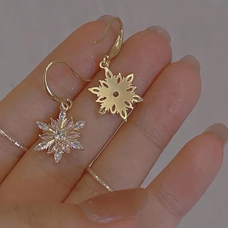 秋冬可爱圣诞耳环粉色雪花耳环