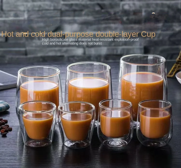 product wholesale 250ml 300ml high borosilicate double layer glass coffee cup for household tea  milk-0