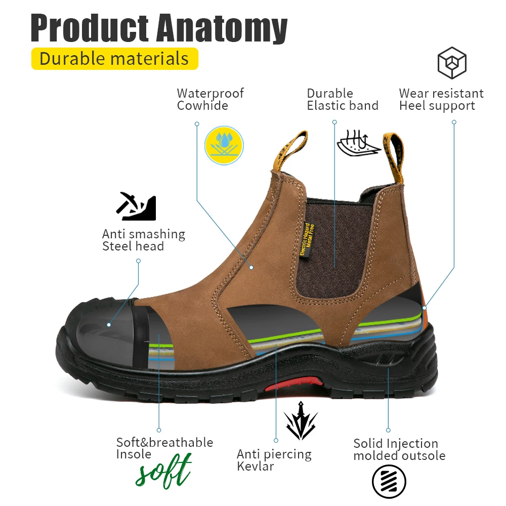 Labor Boot Labor protection Safety Boots Men Safety Shoes Leather Cowhide Electric ...