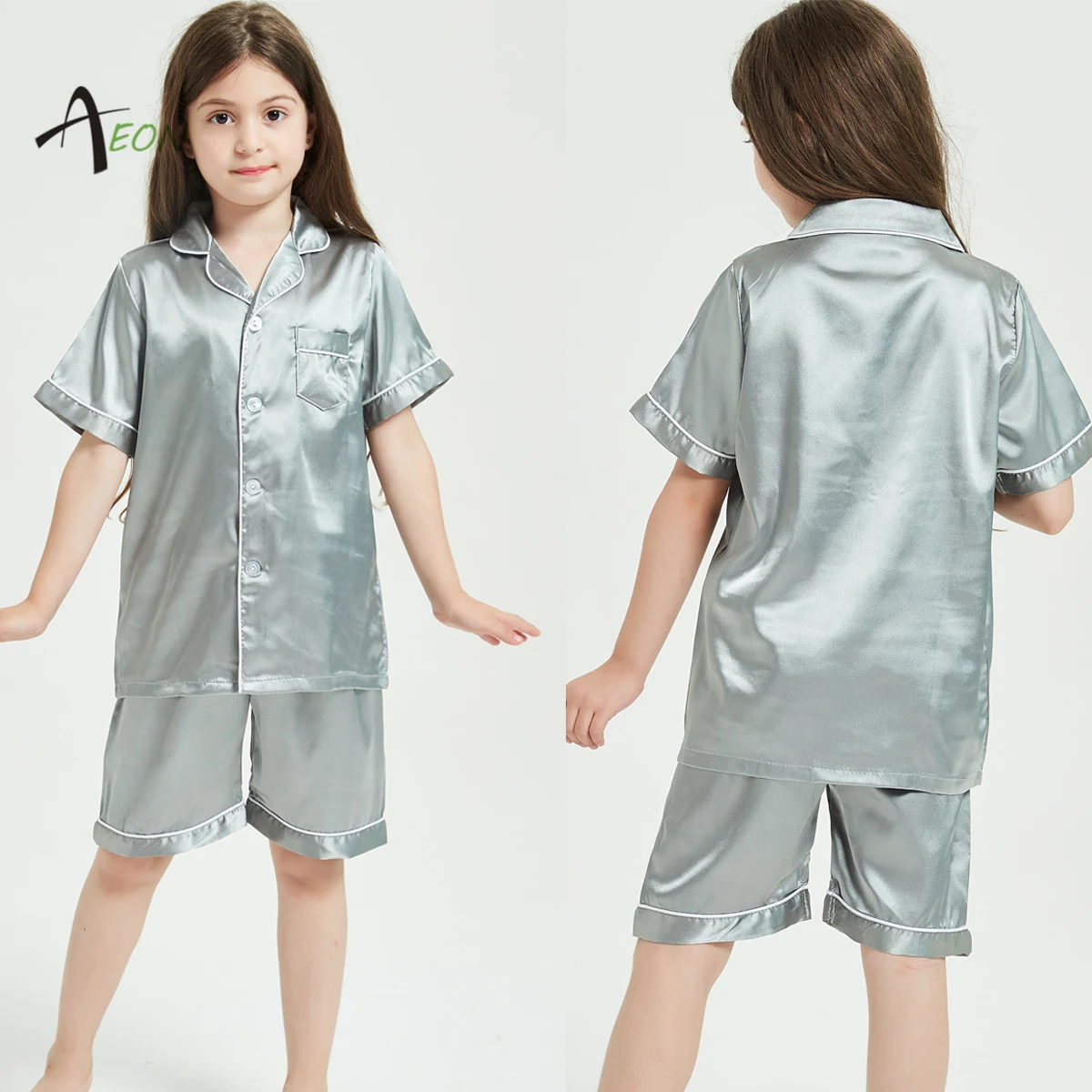 Kids Wild About You Silky Satin Pajama Short Set main image 0