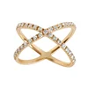 Fashion micro pave jewelry women finger band diamond X cross CZ ring