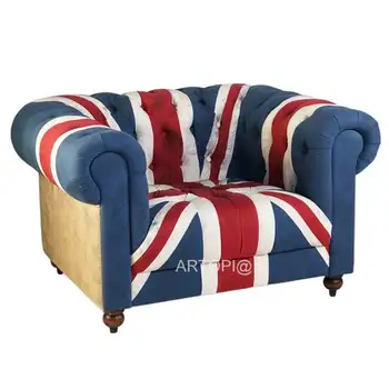 Antique Living Room Furniture Union Jack Armchair Fabric Single