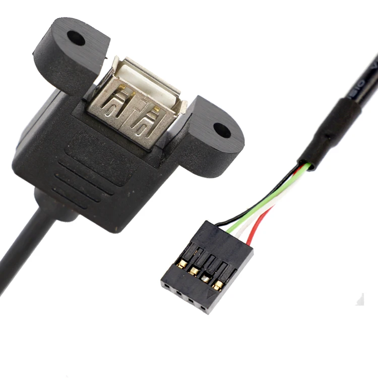 Connectors USB A Type Male to F Female Extension Cable w/Screw for Panel Mount Type Cable 20cm 50cm 1m 2m 3m Black Cable Length: 1m