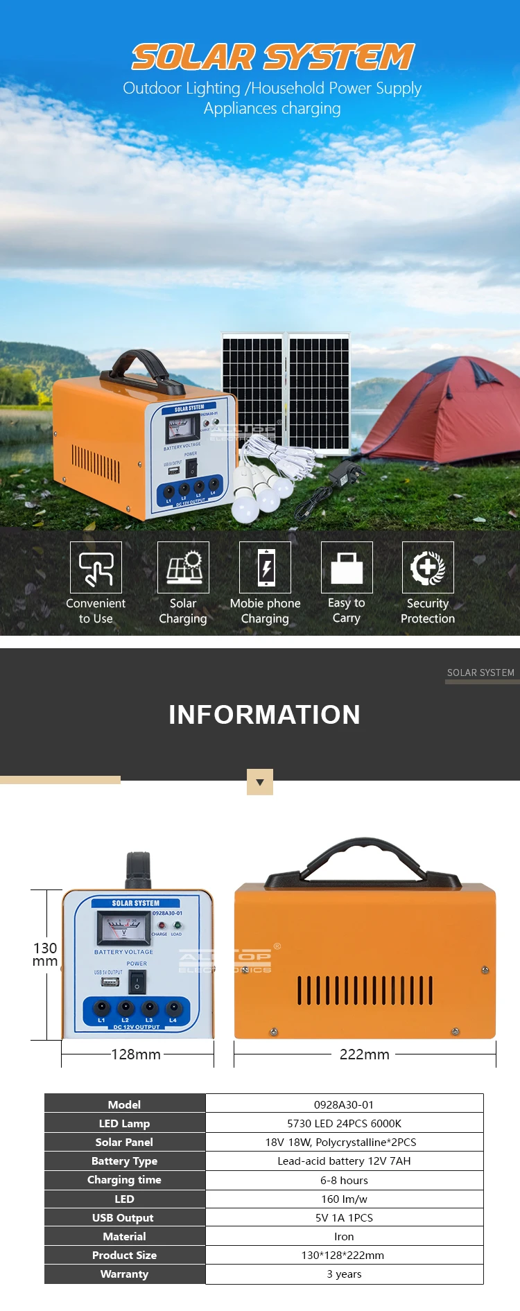 ALLTOP 2020 New design off grid home 30w solar power system with the light bulb