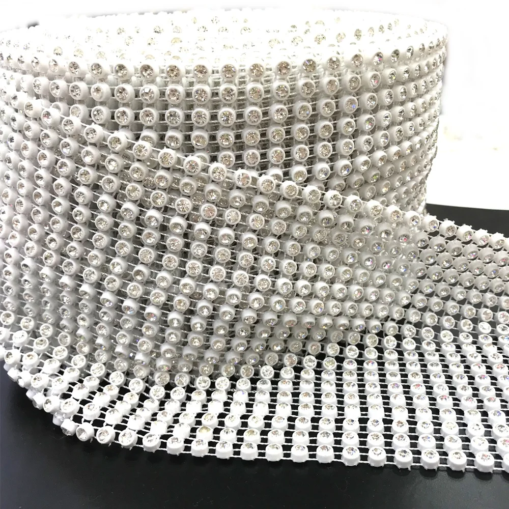 S192 Wholesale 18rows Diamante Mesh Roll Rhinestone Mesh Trim For ...