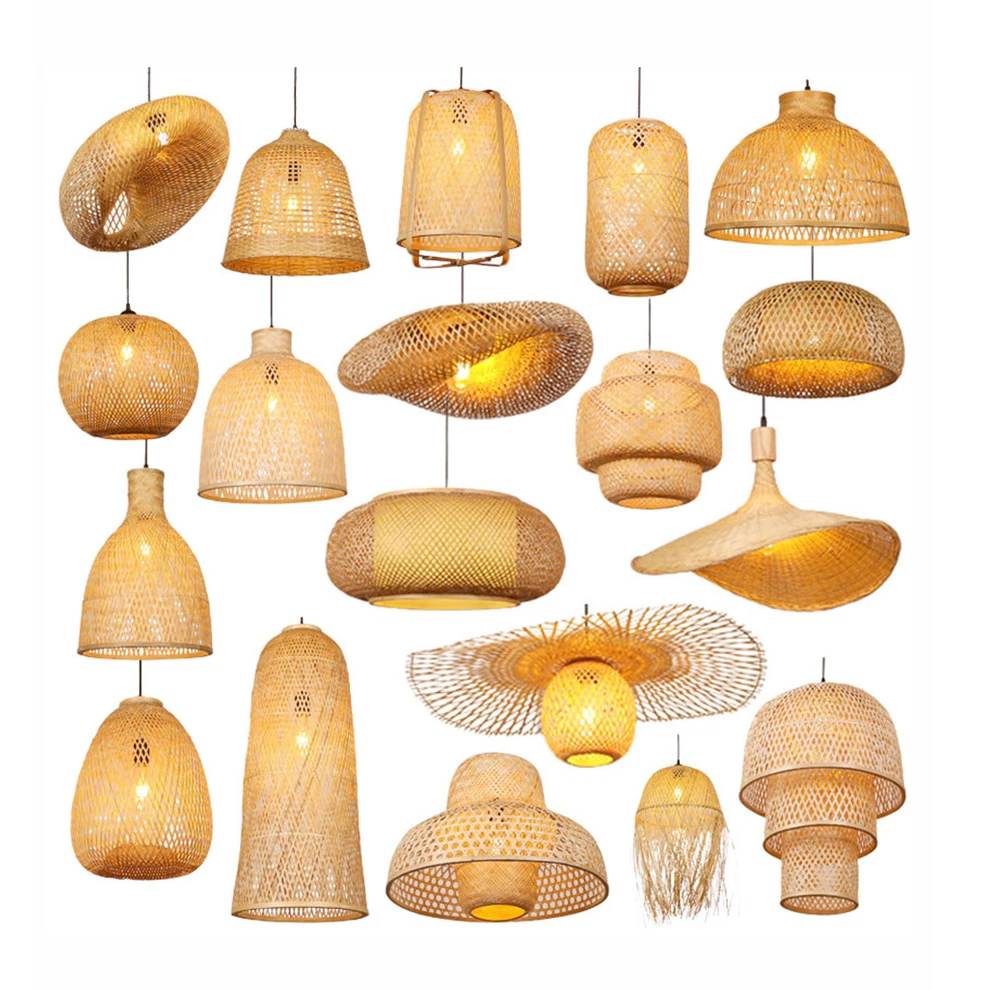 Modern Restaurant Decorate Chandelier Bamboo Weaving Light Rattan