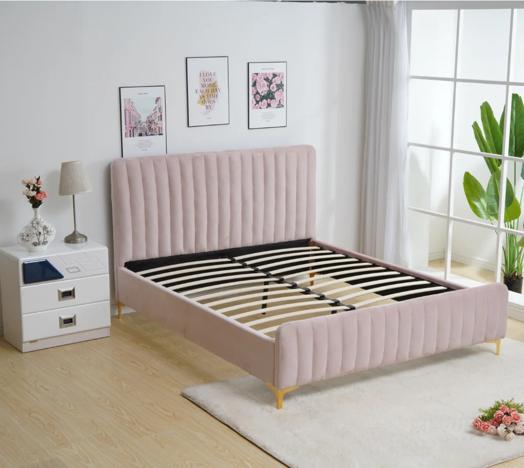 bedroom furniture simple designs leather double size button bed