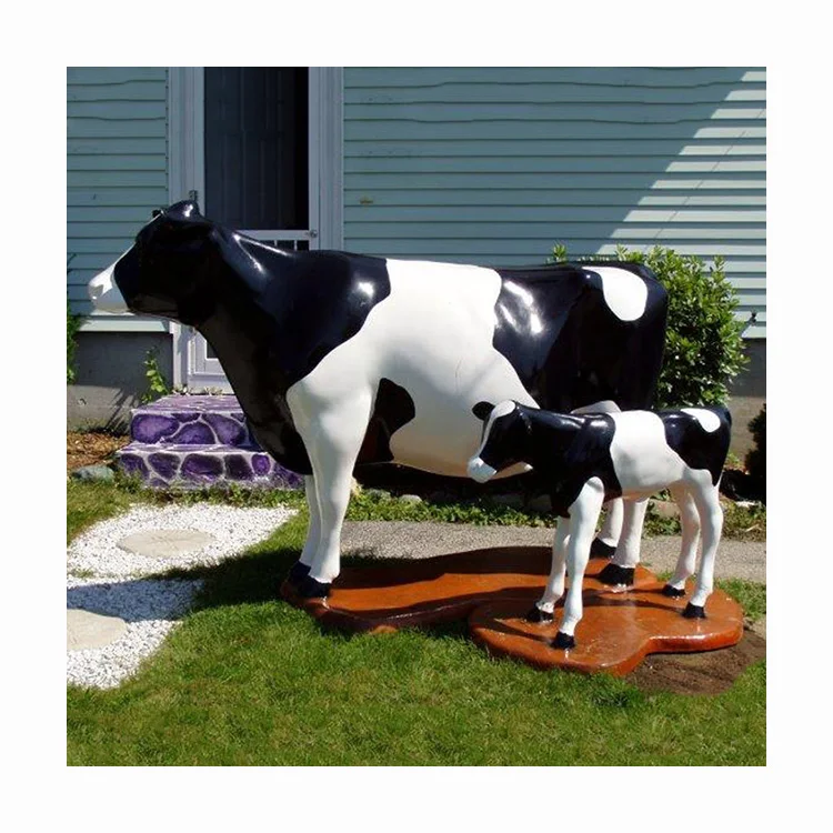 Outdoor Garden Park Dezorative Resin Animal Cow Sculpture Fiberglass