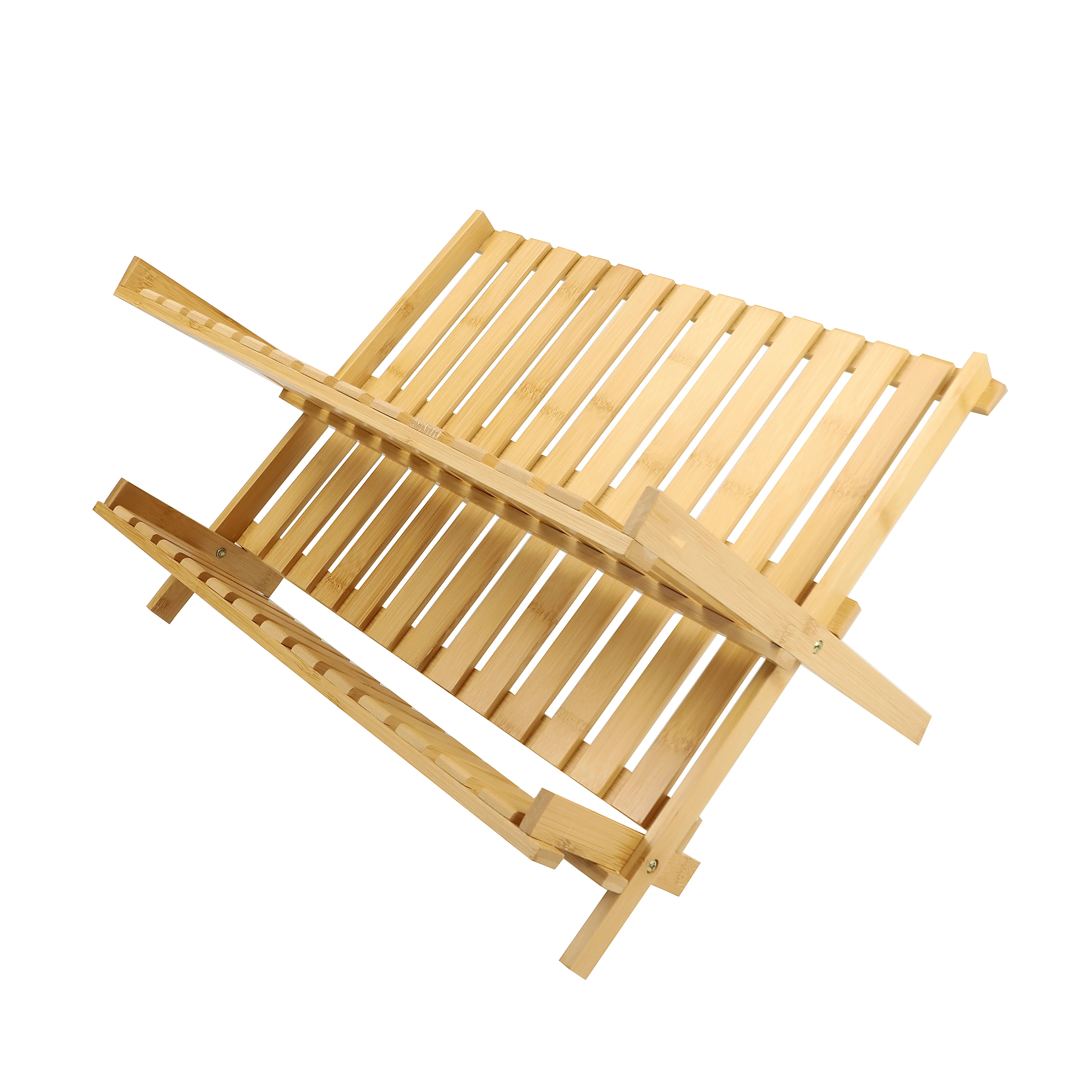 台面木板架紧凑型排水器竹制厨房可折叠餐具晾衣架