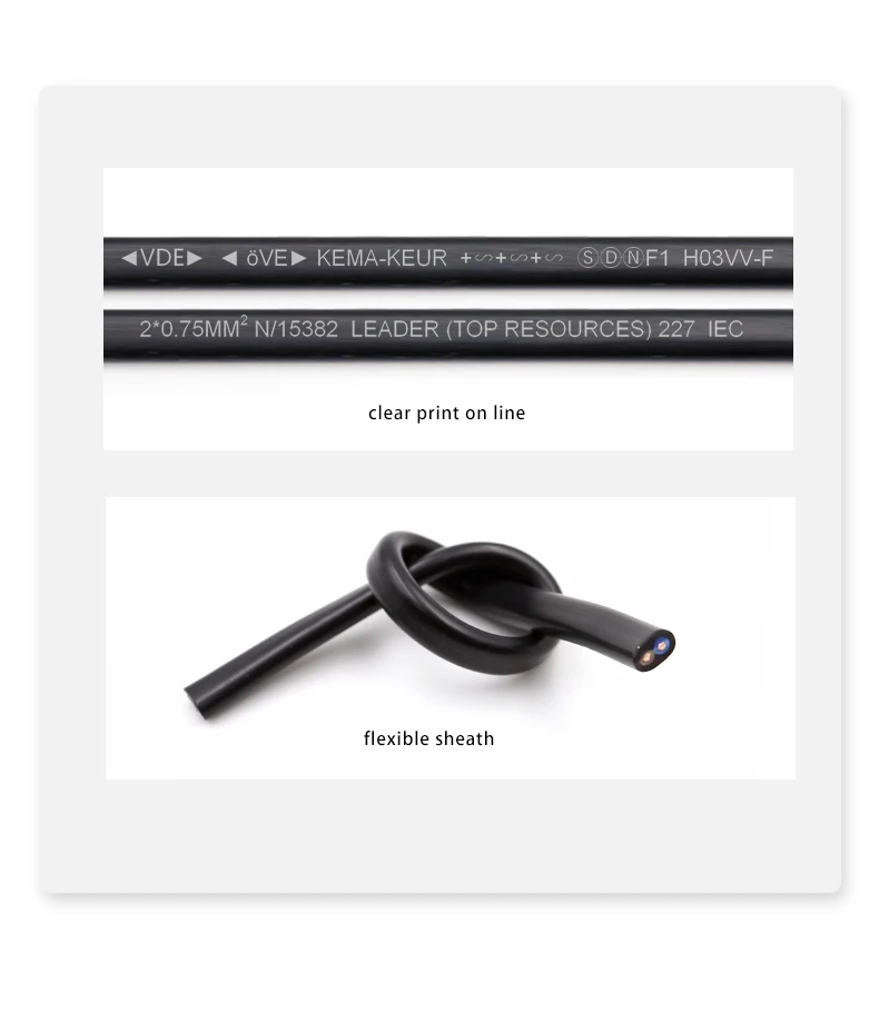 rvvb cable VDE flat power cable H03VV-F 2*0.3mm bare copper wire monitoring wire pvc insulate