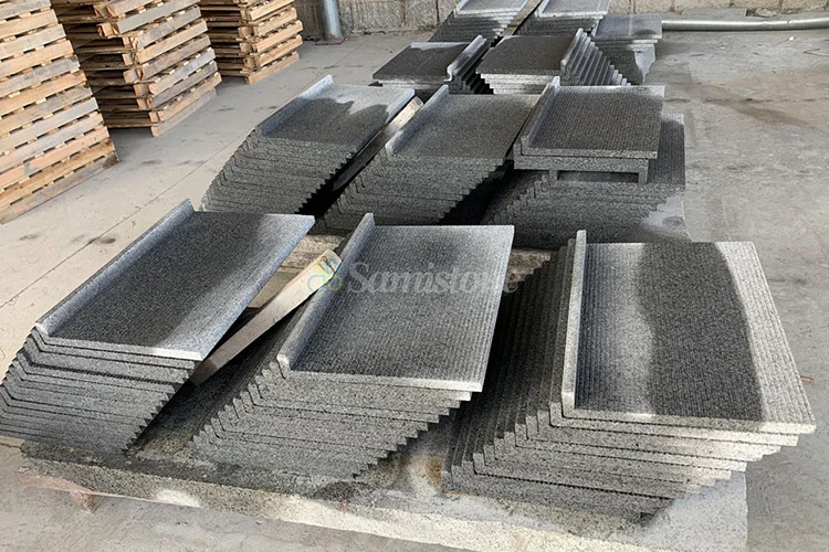 Samistone Natural Stone Stair Step Black New G684 Granite Steps with Rebated Edge