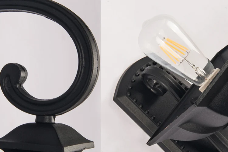 European antique brass waterproof aluminum glass outdoor garden LED light wall light  fixture