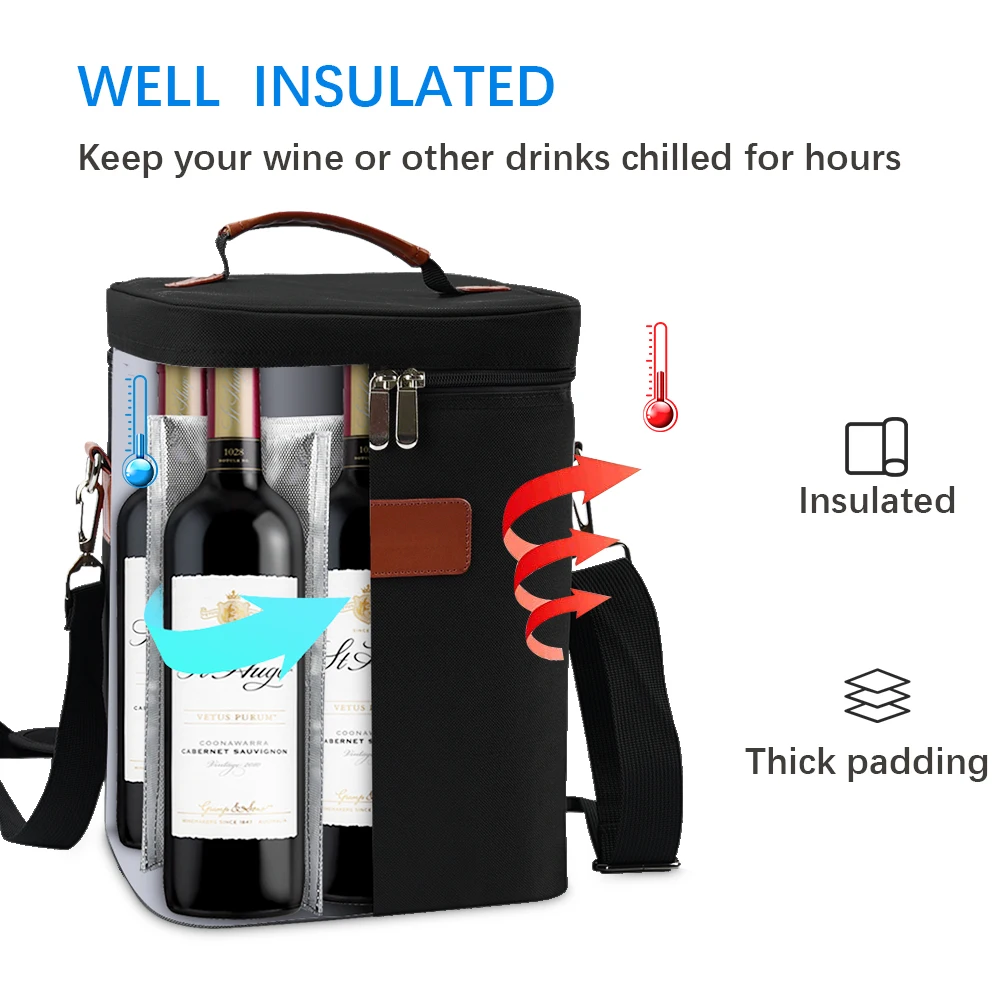 Custom Leather Insulated Cooler Bag Wine Carrier Bag Buy Hot