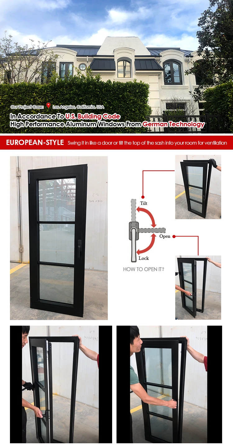 European design german hardware Aluminium casement window