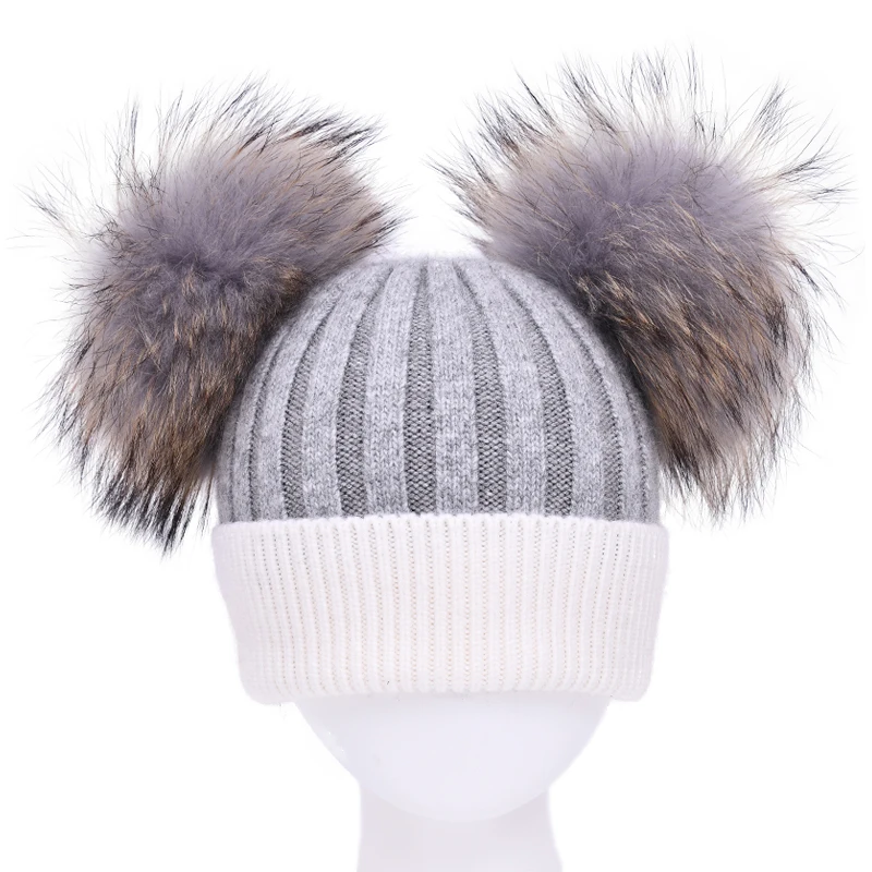 raccoon fur pom pom hat baby