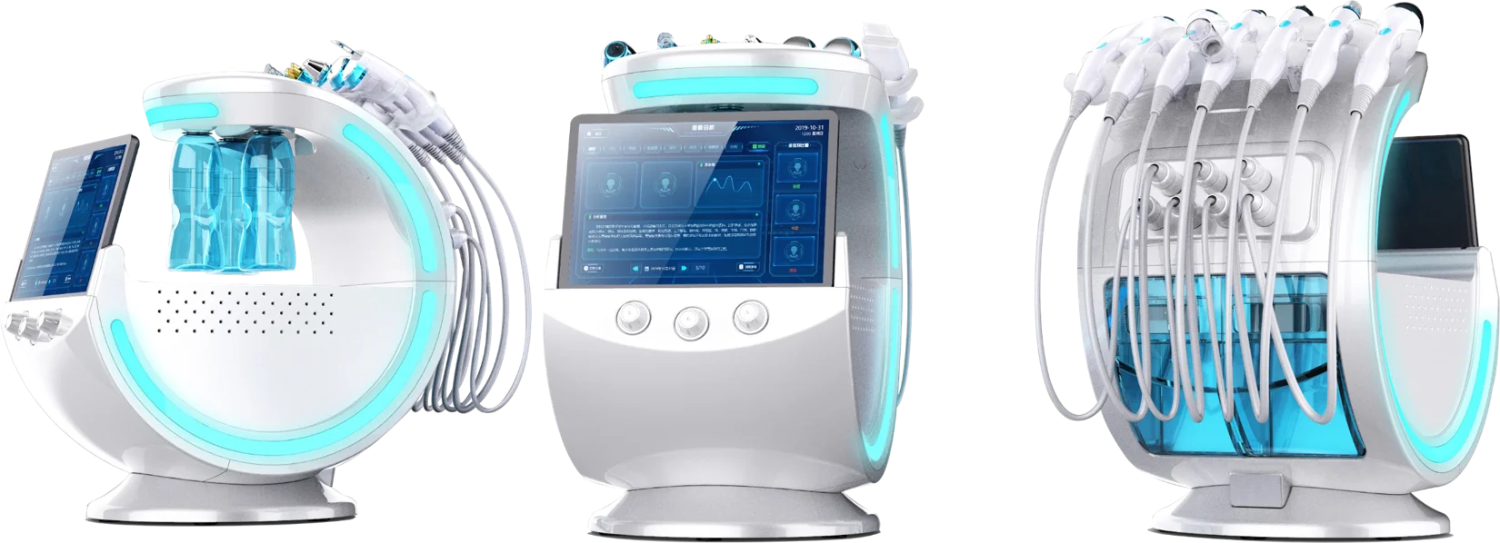 2020 Multifunctional 7 in 1 new magic mirror monitoring aqua facial smart ice blue skin management system