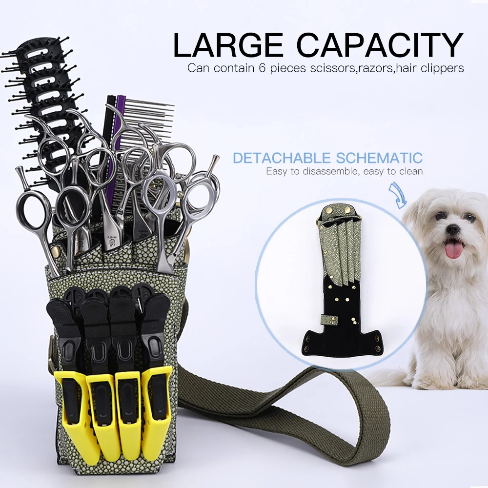 Pu Pet Groomers Tool Bag Leather Scissor Pouch Case With Waist Shoulder