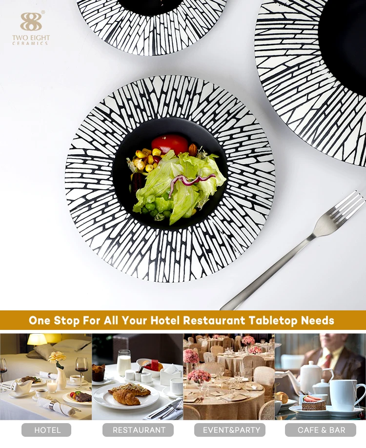 Verified Supplier Luxury Hotel Japanese Restaurant Dinnerware, Soup Bowl Ceramic Black Plate, Soup Plate Porcelain*