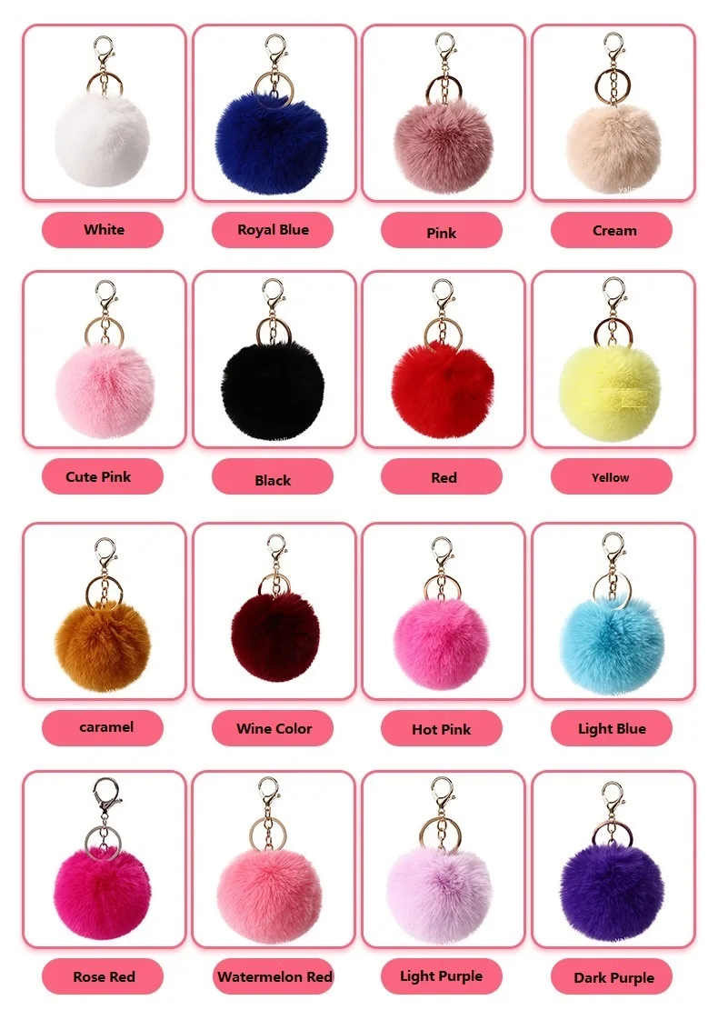 Fur Ball Puffball Designs Fluffy Cute Faux Fur Pom Pom Tail Keychain