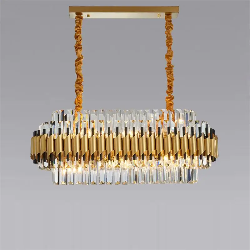 Modern Hanging Crystal Light Fixture Rectangle Prism Chandeliers