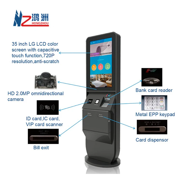 Payment machine self room card dispenser kiosk for hotel