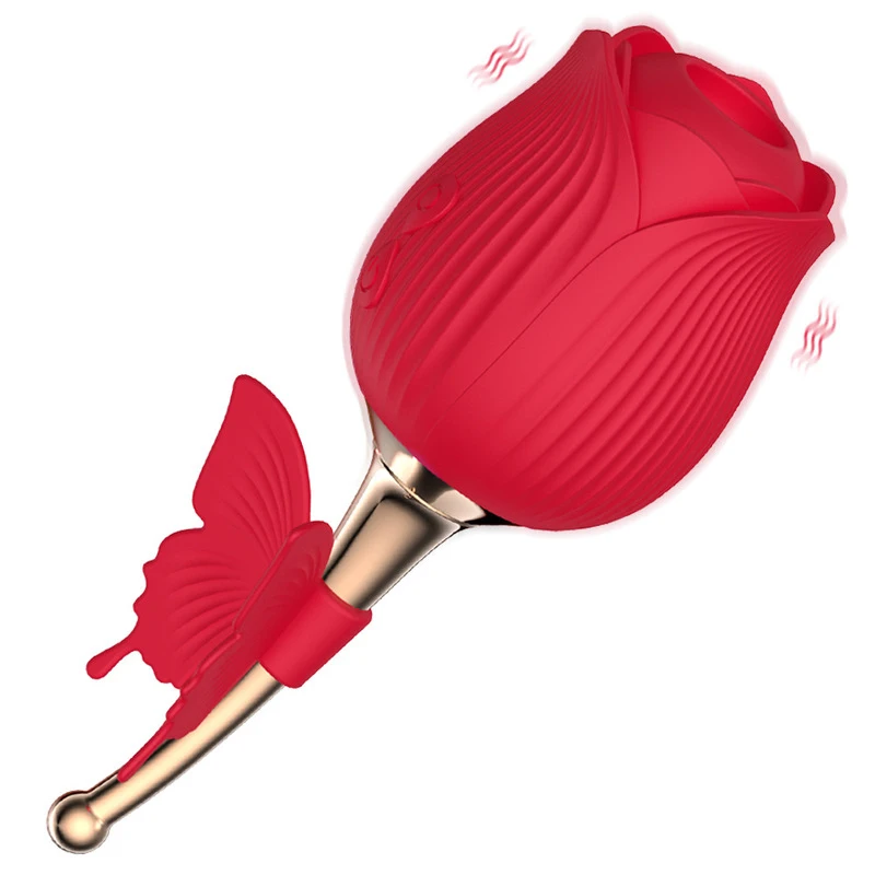 Clitoris Stimulation Tongue Licking Sucking Adult Silicone Sex Rose Shaped Sucking Toy Vibrator 