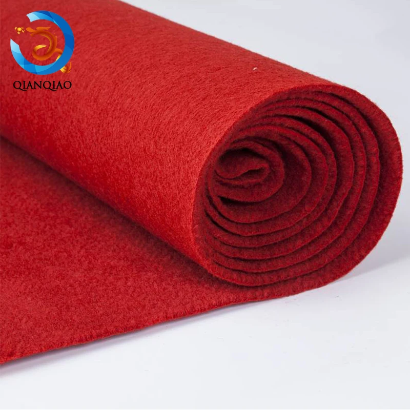 Red color felt rugs fabric bright red exhibition carpet roll