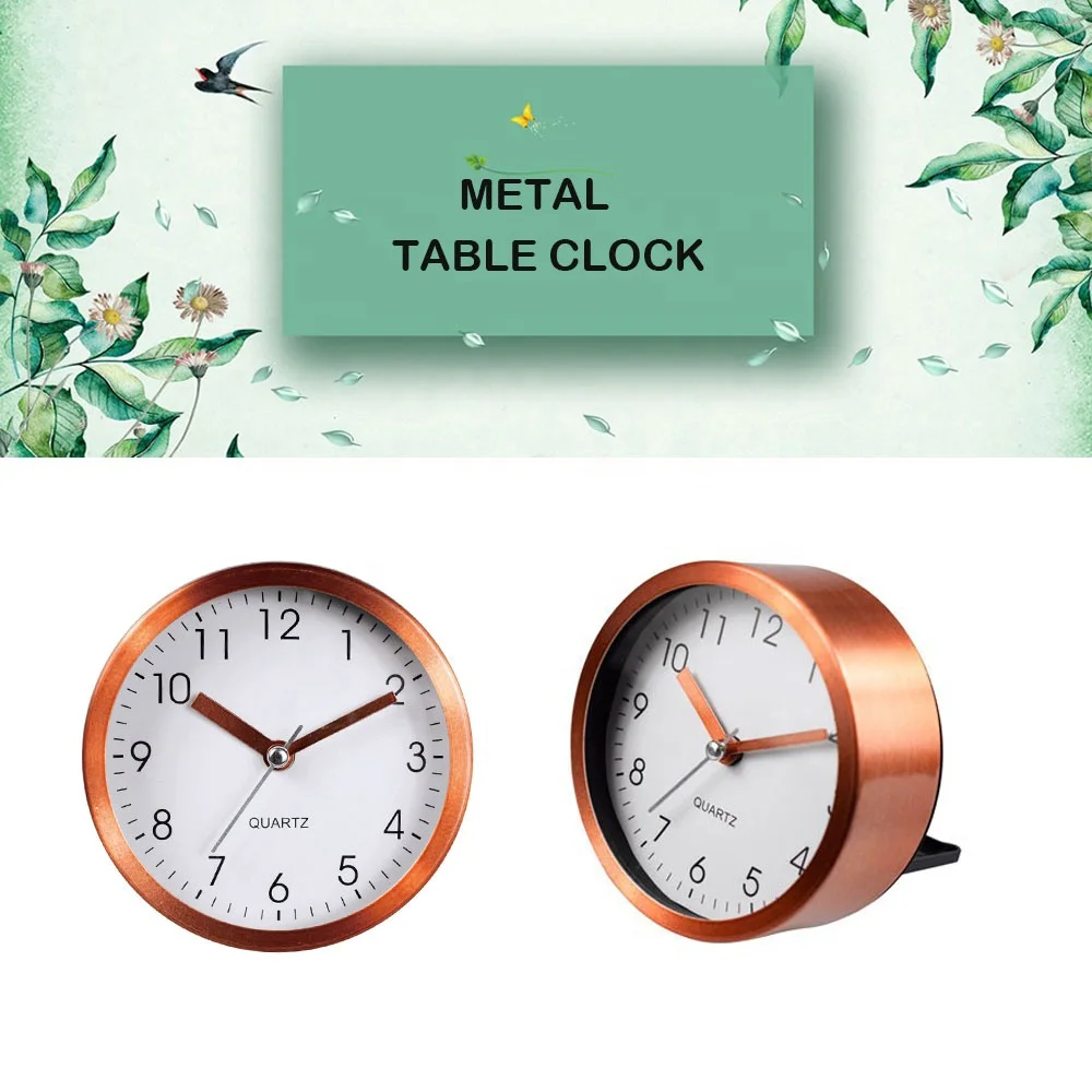 Wholesale Desk Alarm Clock Mini Bell Wake Up Aluminum Metal Table Clock