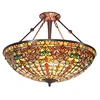 TFC-5441 Antique Retro Tiffany Handcrafted Art Stained Glass 24 Inch Wide Pendant Chandelier Lighting Lamp