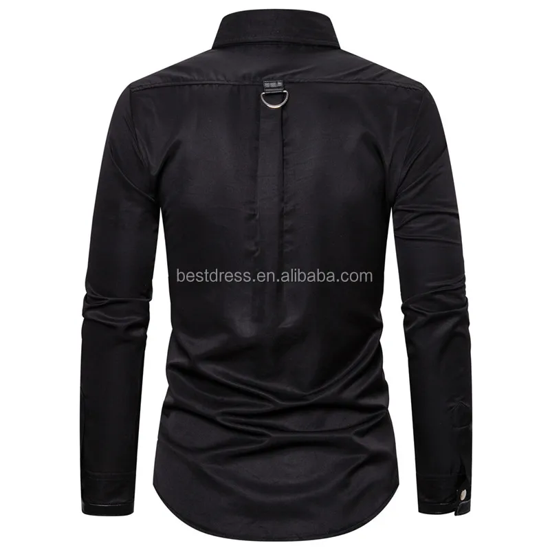 Ecoparty Shirts Men Dress Long Sleeve Slim Fit Top Blouse Turn Down